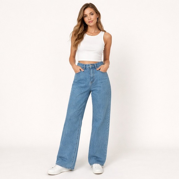 Madewell Denim - NEW Madewell The Perfect Vintage Wide-Leg Jean Harding Wash Button Fly Size 26